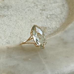 14K Gold Natural Green Amethyst Ring, Natural Green Amethyst set in 14k Solid Yellow Gold, February Birthstone, Dainty Ring, Valentine Gift