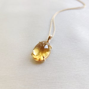 Natural Citrine Pendant, Citrine Pendant Set in 14K Solid Yellow Gold Pendant, November Birthstone Pendant, Oval Pendant, Citrine Jewelry