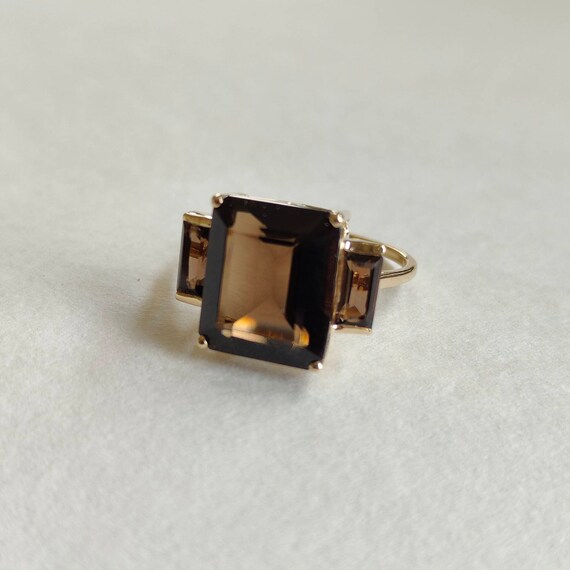 Smoky quartz ring 14k gold sale