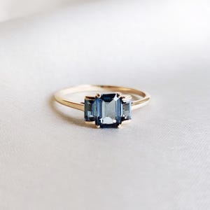 Natural London Blue Topaz Ring, 14K Solid Yellow Blue Topaz Gold Ring, December Birthstone Ring, Blue Topaz Jewelry, Valentine&#39;s Day Gift