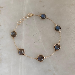 Natural Labradorite Bracelet, 14K Solid Yellow Gold Labradorite Bracelet, Labradorite Bracelet, Dainty Bracelet, November Birthstone