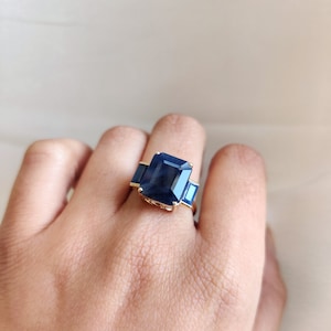 14K Gold Natural Blue Sapphire Ring, Solid Yellow Gold Sapphire Ring, September Birthstone Ring, Blue Sapphire Jewelry, Wedding Ring