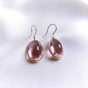 Natural Pink Tourmaline Earrings, 14K Solid Rose Gold Tourmaline Earrings, October Birthstone Earrings, Tourmaline Jewelry, Christmas Gift