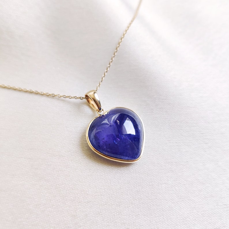 Natural Tanzanite Pendant, 14K Solid Yellow Gold Tanzanite Pendant ...