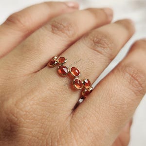 Natural Orange Sapphire Ring, 14K Solid Yellow Gold Sapphire Ring, September Birthstone Ring, Dainty Sapphire Ring, Christmas Present