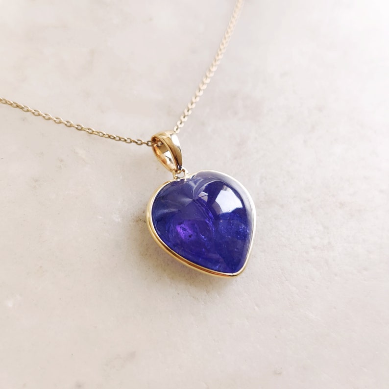 Natural Tanzanite Pendant, 14K Solid Yellow Gold Tanzanite Pendant ...