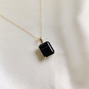 Natural Black Onyx Pendant, 14K Solid Yellow Gold Black Onyx Pendant, December Birthstone Pendant, Black Onyx Jewelry, Christmas Present