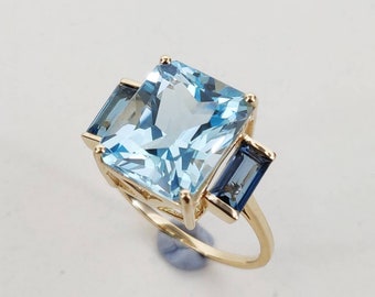 14K Gold Sky London Blue Topaz Ring, Sky Blue Topaz London Blue Topaz Solid 14K Yellow Gold Ring, December Birthstone, Blue Topaz Jewelry
