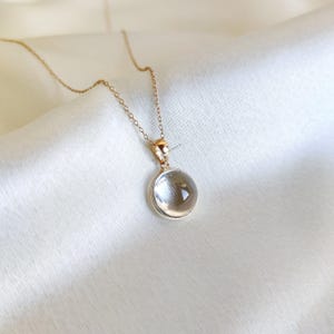 Natural Clear Quartz Pendant, 14K Solid Yellow Gold Pendant, April Birthstone, Bezel Pendant, Clear Quartz Jewelry, Christmas Present