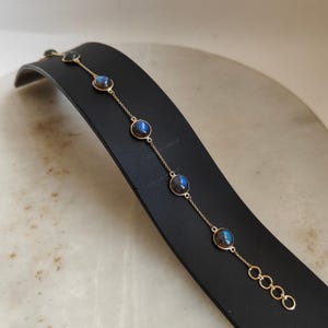 Natural Labradorite Bracelet, 14K Solid Yellow Gold Labradorite Bracelet, Labradorite Bracelet, Dainty Bracelet, November Birthstone