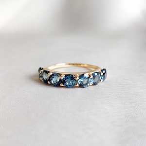 14K Gold Natural London blue Topaz Ring, 14K Solid Yellow Gold Ring, London Blue Topaz Engagement Ring, December Birthstone, Wedding Ring