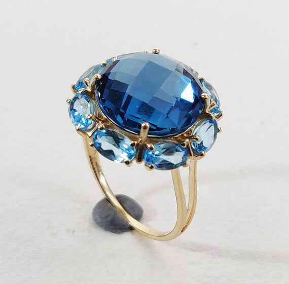 14K Gold Blue Topaz Ring London Blue Topaz Swiss Blue Topaz Etsy