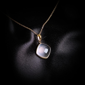 Natural Rose Quartz Pendant, 14K Solid Yellow Gold Rose Quartz Pendant, January Birthstone Pendant, Rose Quartz Jewelry, Anniversary Gift
