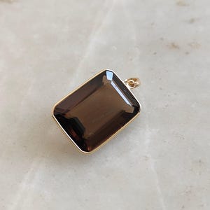 Natural Smoky Quartz Pendant, 14K Solid Yellow Gold Pendant, June Birthstone Pendant, Bezel Pendant, Smoky Quartz Jewelry, Christmas Gift