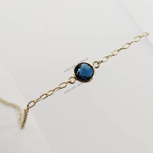 Natural London Blue Topaz Bracelet, 14K White Gold Blue Topaz Bracelet, Dainty Gemstone Bracelet, December Birthstone, Valentine Jewelry