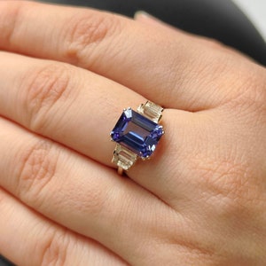 Natural Tanzanite & Topaz Ring, 14K Solid Yellow Gold Tanzanite and Topaz Ring, December Birthstone, Dainty Ring, Engagement Ring