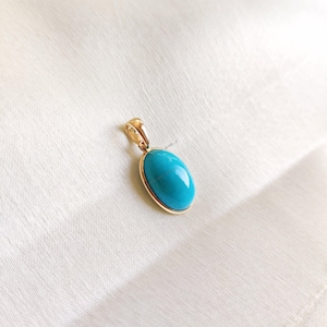 Natural Arizona Turquoise Pendant, 14K Solid Yellow Gold Turquoise Pendant, December Birthstone Pendant, Sleeping Beauty Turquoise Jewelry