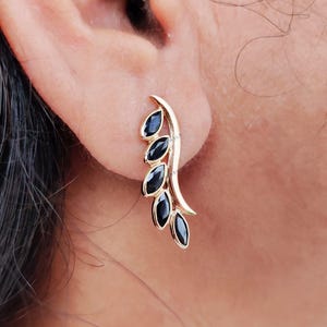 Natural Blue Sapphire Earrings, 14K Solid Yellow Gold Sapphire Stud Earrings, Dainty Sapphire Earrings, September Birthstone, Christmas Gift