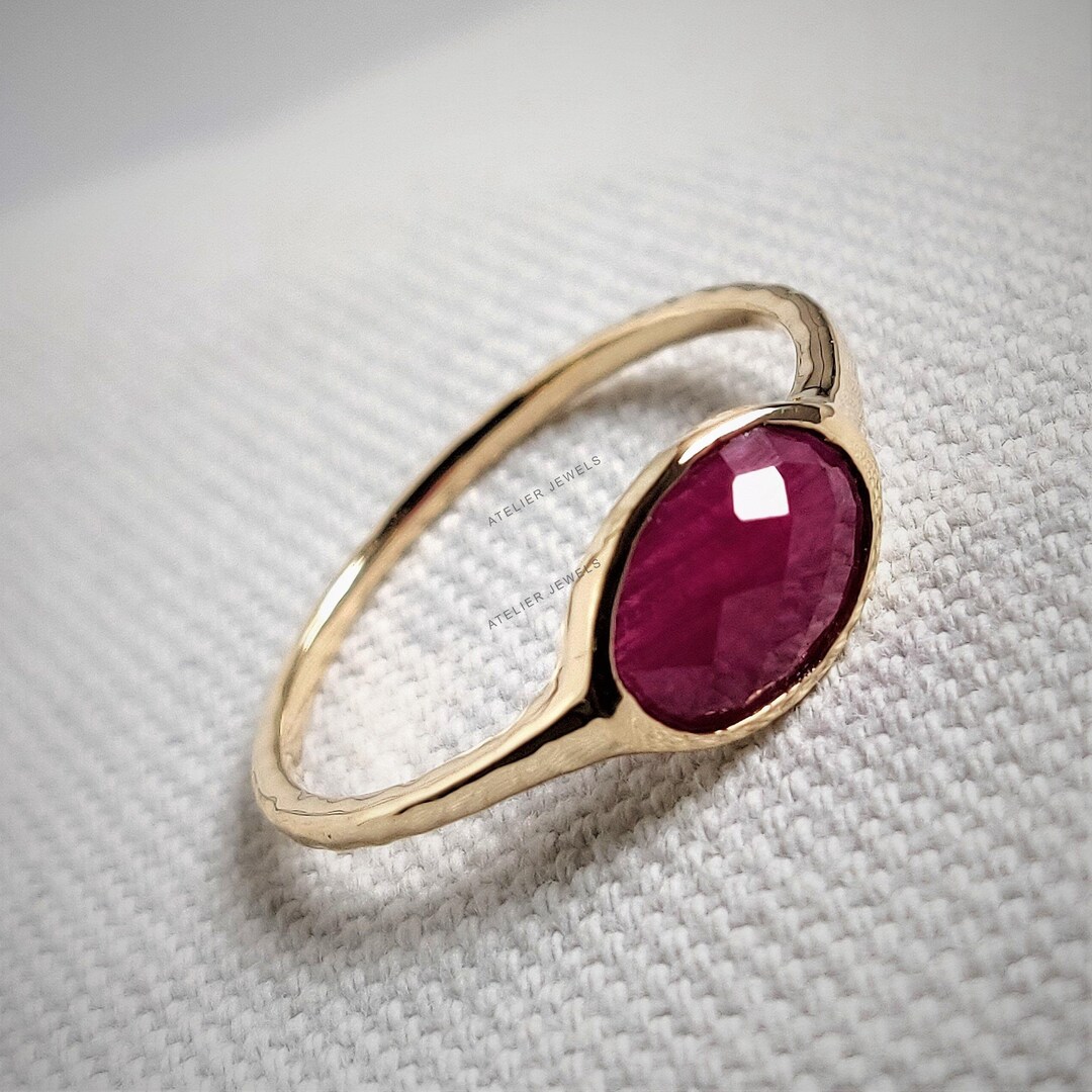 gold ruby ring stackable gold ring july ring natural... Natural Ruby Ring, 14K Solid Yellow Gold, July Birthstone - Etsy