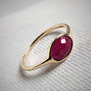Natural Ruby Ring, 14K Solid Yellow Gold Ruby Ring, Dainty Ruby Ring, July Birthstone Ring, Christmas Gift, Engagement Ring, Ruby Jewelry