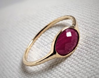 Natural Ruby Ring, 14K Solid Yellow Gold Ruby Ring, Dainty Ruby Ring, July Birthstone Ring, Christmas Gift, Engagement Ring, Ruby Jewelry