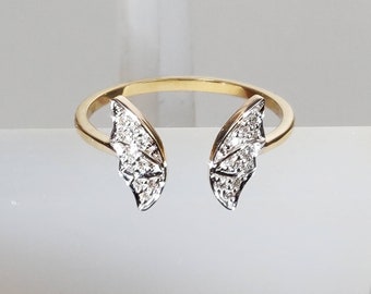 Diamond Ring,14K Gold Fine Diamond Ring, Bridesmaids' Alternative Engagement Ring, Diamond Solid 14K Yellow Gold Ring, Diamond Jewelry
