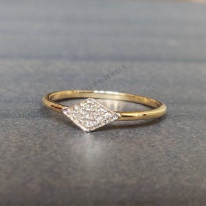 14K Gold Diamond Ring, Alternative Engagement Ring, Diamonds Solid 14K Yellow Gold Ring, Diamond Ring, Valentine Gift, Diamond Jewelry