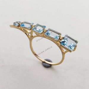Natural Sky Blue Topaz Ring, 14K Solid Yellow Gold Sky Blue Topaz Ring, December Birthstone Ring, Engagement Ring, Sky Blue Topaz Jewelry