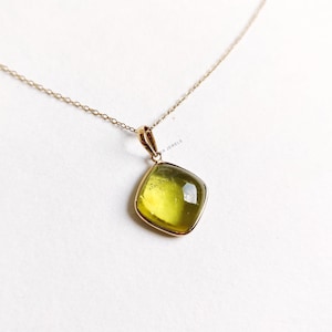 Natural Green Tourmaline Pendant, 14K Solid Yellow Gold Tourmaline Pendant, October Birthstone Pendant, Bezel Set Pendant, Christmas Present