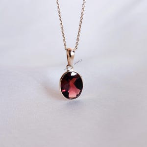 Natural Garnet Pendant, 14K Solid Yellow Gold Garnet Pendant, January Birthstone Pendant, Garnet Jewelry, Bezel Pendant, Christmas Present
