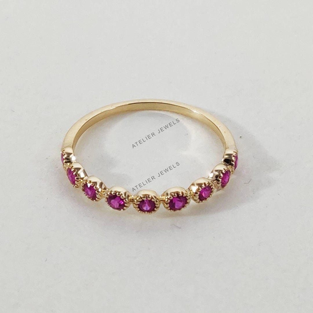 14K Solid Yellow Gold Natural Ruby Ring, July Birthstone - Etsy