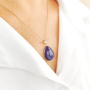 Natural Tanzanite Pendant, 14K Solid Yellow Gold Tanzanite Pendant, December Birthstone, Bezel Pendant, Tanzanite Jewelry, Christmas Present
