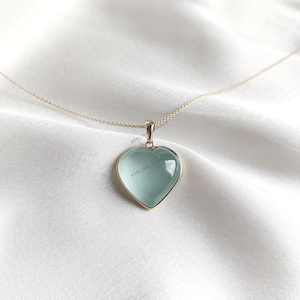 Natural Aquamarine Heart Pendant, 14K Solid Yellow Gold Aquamarine Heart Pendant, March Birthstone Pendant, Natural Aquamarine Jewelry