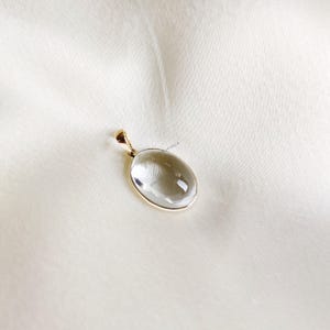Natural Clear Quartz Pendant, 14K Solid Yellow Gold Pendant, Bezel Pendant, April Birthstone, Clear Quartz Gold Jewelry, Christmas Gift