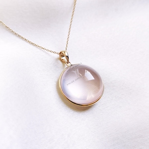 Natural Rose Quartz Pendant, 14K Solid Yellow Gold Rose Quartz Pendant, January Birthstone, Bezel Round Pendant, Rose Quartz Jewelry