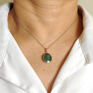 Natural Emerald Pendant, 14K Solid Yellow Gold Emerald Pendant, May Birthstone Pendant, Bezel Pendant, Emerald Jewelry, Christmas Present