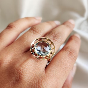 Natural Sky Blue Topaz Ring, 14K Solid Yellow Gold Sky Blue Topaz Ring, December Birthstone Ring, Blue Topaz Jewelry, Dainty Topaz Ring