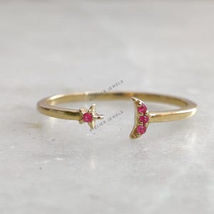 14K Gold Natural Ruby Ring, Solid Yellow Gold Ring, Dainty Ruby Ring, July Birthstone Ring, Christmas Present