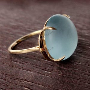 Natural Frosted Sky Blue Topaz Ring, 14K Solid Yellow Gold Sky Blue Topaz Ring, December Birthstone, Christmas Gift, Blue Topaz Jewelry