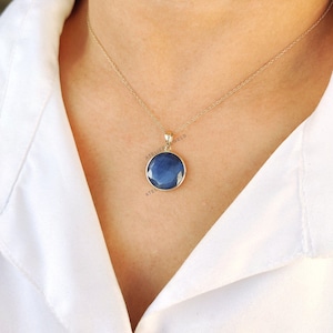Natural Blue Sapphire Pendant, 14K Solid Yellow Gold Sapphire Pendant, September Birthstone Pendant, Natural Sapphire Jewelry