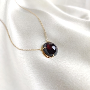 Natural Garnet Pendant, 14K Solid Yellow Gold Garnet Pendant, January Birthstone Pendant, Prong Pendant, Christmas Gift, Garnet Jewelry
