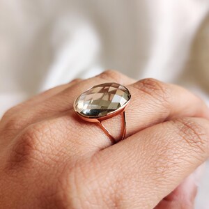 Natural Green Amethyst Ring, 14k Solid Rose Gold Amethyst Ring, February Birthstone, Dainty Ring, Valentine Gift, Green Amethyst Jewelry
