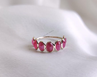 Natural Ruby 14K Solid Yellow Gold Ring, Dainty July Birthstone Ring