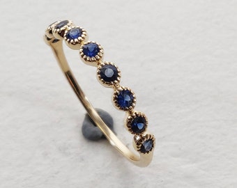 14K Gold Natural Blue Sapphire Ring, 14K Solid Yellow Gold Ring, Blue Sapphire Engagement Ring, September Birthstone, Blue Sapphire Jewelry