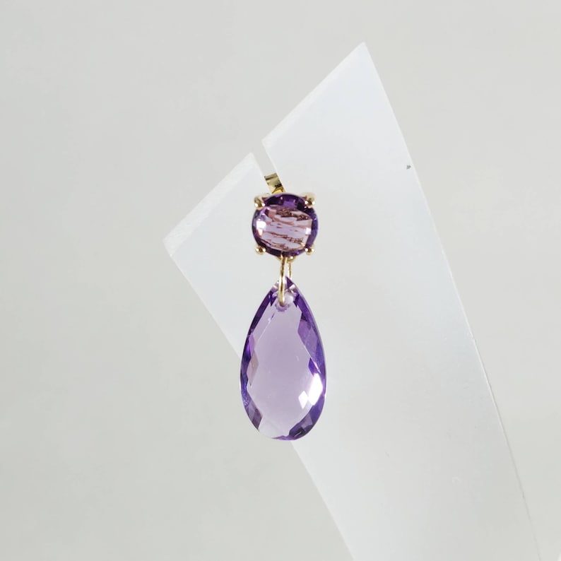 14k yellow gold jewelry,14k yellow gold earrins Natural Amethyst gemstones set in solid 14K yellow gold earrings for Women