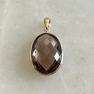 Natural Smoky Quartz Pendant, 14K Solid Yellow Gold Smoky Quartz Pendant, June Birthstone Pendant, Smoky Quartz Jewelry, Christmas Gift