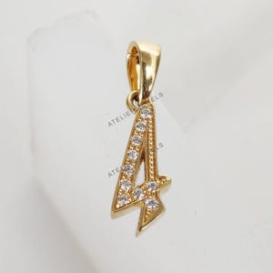 14k Solid Gold Charm Pendant, 4 Number Charm Diamond Pendant Necklace, Solid Gold Diamond Pendant, Numerical Pendant No 4, Birthday Gift