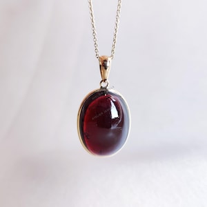 Natural Garnet Pendant, 14K Solid Yellow Gold Garnet Pendant, January Birthstone Pendant, Garnet Jewelry, Bezel Pendant, Christmas Present