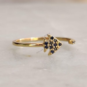 Natural Blue Sapphire Ring, 14K Solid Yellow Gold Sapphire Ring, September Birthstone Ring, Dainty Blue Sapphire Ring, Christmas Present