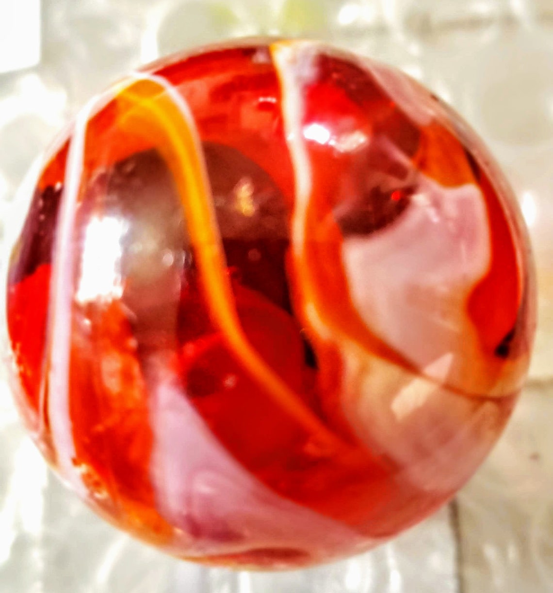 Antique Marble Rare Christensen Transitional Red Striped Etsy